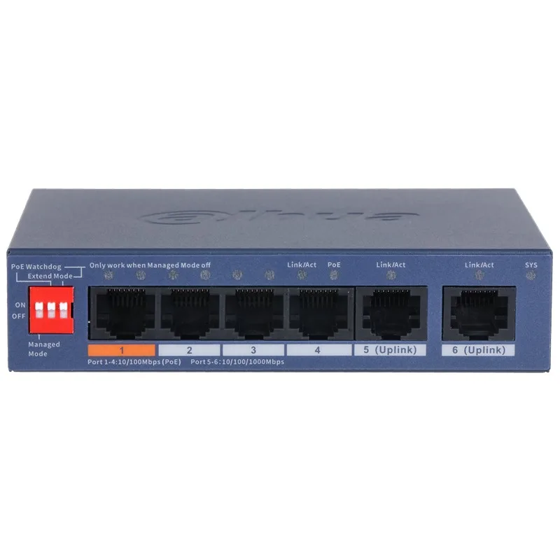 DAHUA CS4006-4ET2GT-60 4 PORT 10/100 + 2 PORT GIGABIT UPLINK 60W POE CLOUD YÖNETİLEBİLİR METAL KASA SWITCH - görsel 2