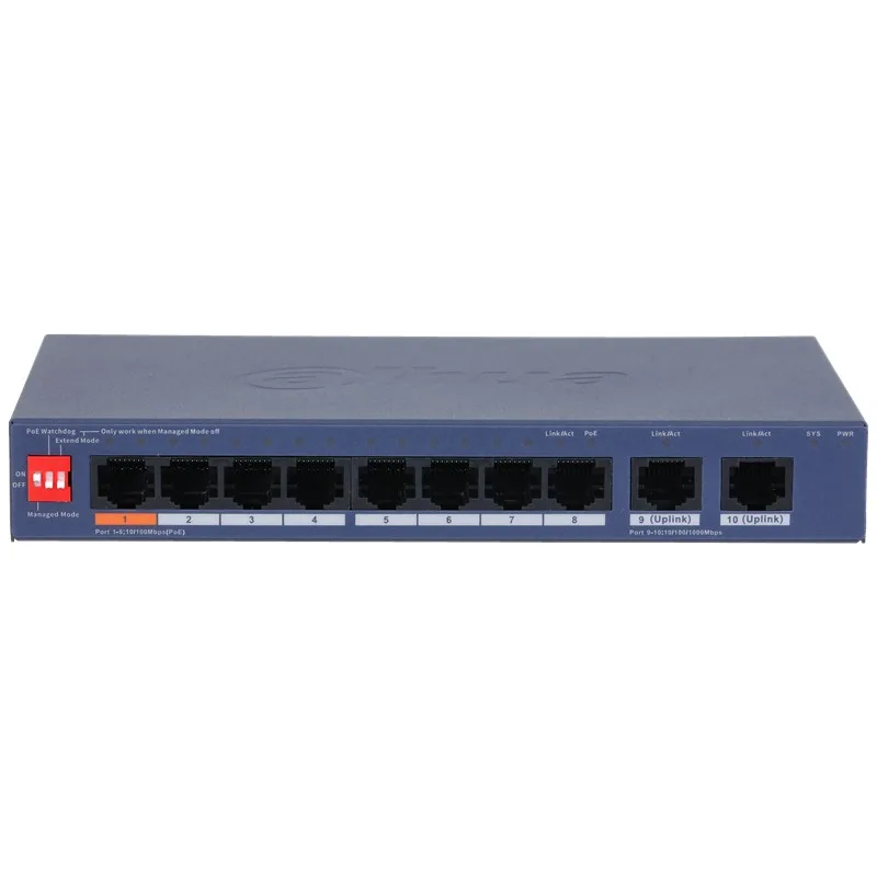 DAHUA CS4010-8ET2GT-60 8 PORT 10/100 + 2 PORT GIGABIT UPLINK CLOUD YÖNETİLEBİLİR 60W POE METAL KASA SWITCH - görsel 2