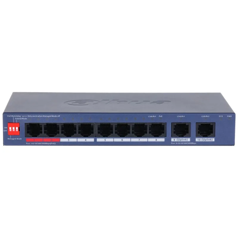 DAHUA CS4010-8GT-110 8 PORT GIGABIT + 2 PORT GIGABIT RJ45 UPLINK CLOUD YÖNETİLEBİLİR 110W POE METAL KASA SWITCH - görsel 2