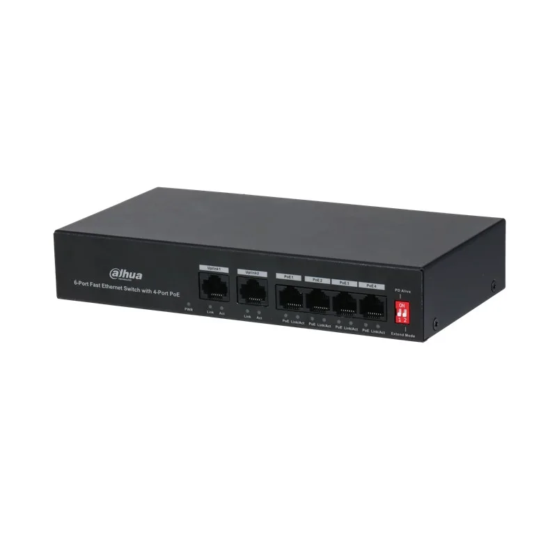 DAHUA PFS3006-4ET-36 4 PORT 10/100 + 2 PORT 10/100 UPLINK 36W POE METAL KASA SWITCH - görsel 2