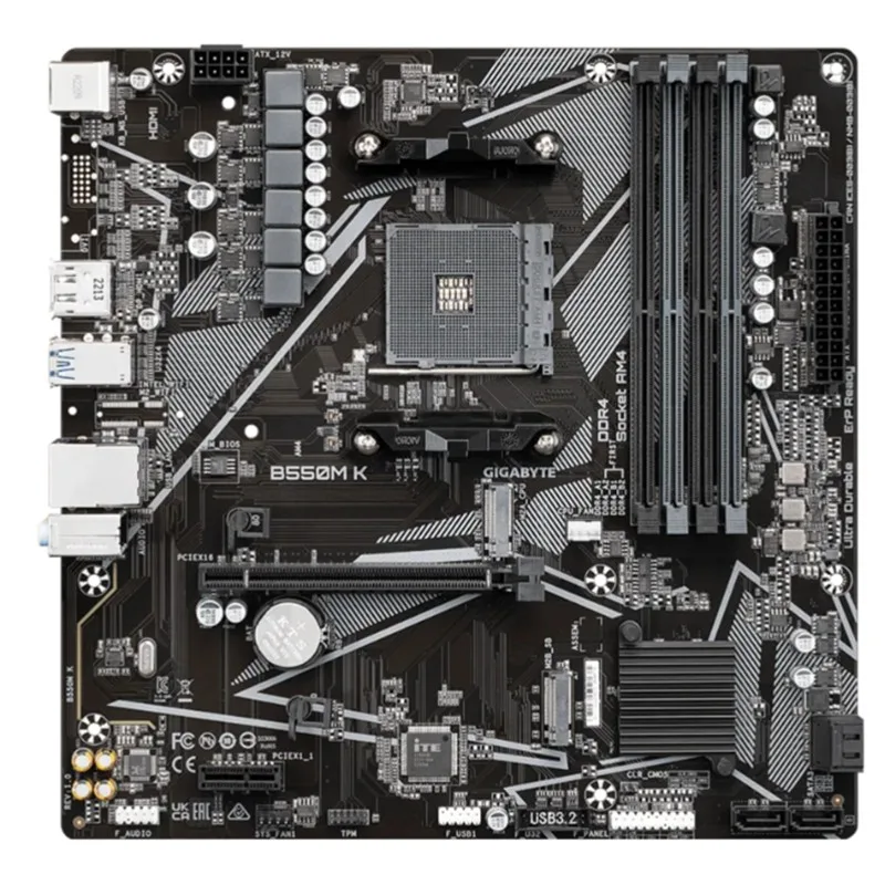 GIGABYTE B550M K DDR4 4733MHZ 1XHDMI 1XDP 1XM.2 MATX AM4 (AMD AM4 5000/5000G/4000G/3000/3000G SERİLERİ İLE UYUMLU) - görsel 2
