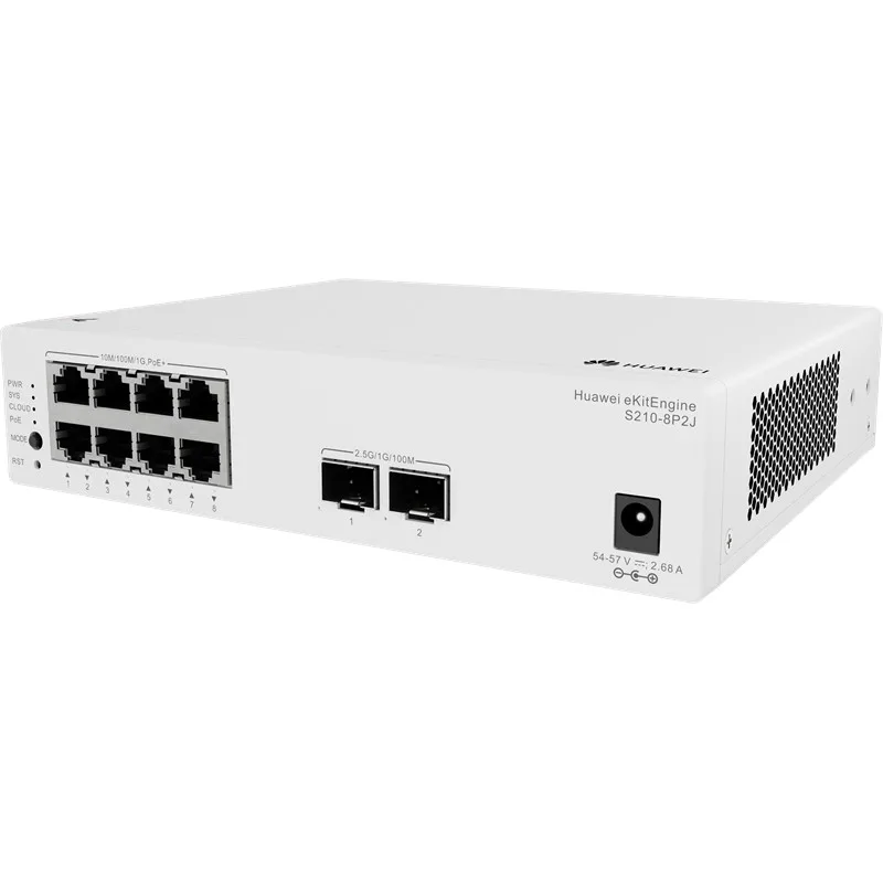 HUAWEI EKITENGINE S210-8P2J 8 PORT GIGABIT + 2 PORT 2.5G SFP UPLINK CLOUD YÖNETİLEBİLİR L2 128W POE METAL KASA SWITCH - görsel 2