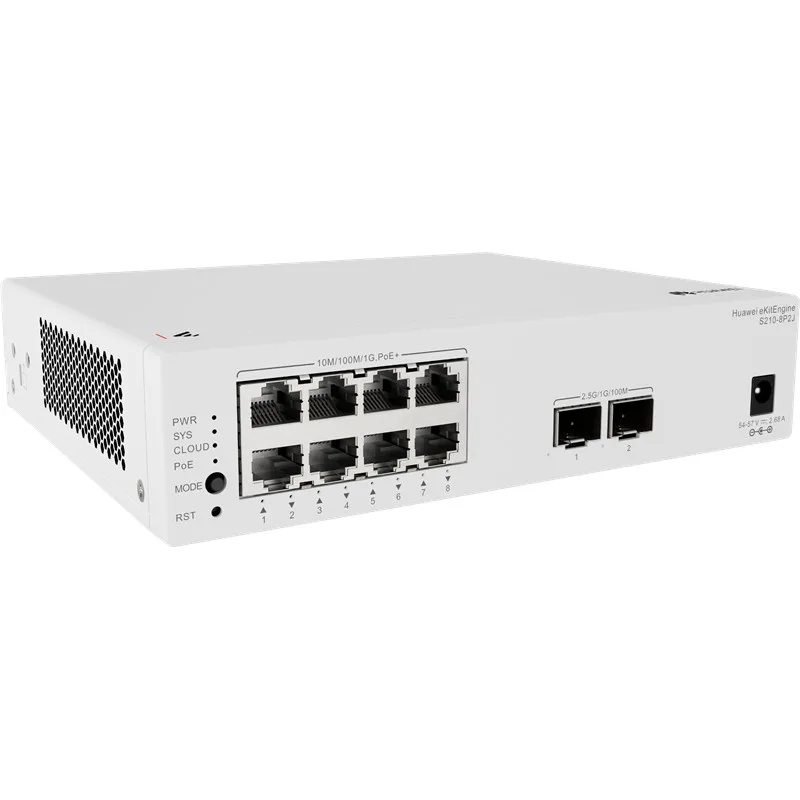 HUAWEI EKITENGINE S210-8P2J 8 PORT GIGABIT + 2 PORT 2.5G SFP UPLINK CLOUD YÖNETİLEBİLİR L2 128W POE METAL KASA SWITCH - görsel 3