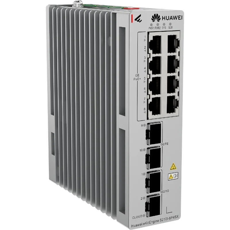 HUAWEI EKITENGINE S210I-8P4SX 8 PORT GIGABIT+2X2.5GB 2X10G SFP+ CLOUD YÖNETİLEBİLİR L2+ ENDÜSTRİYEL 240W POE SWITCH